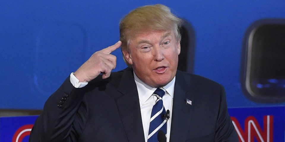 Republican presidential candidate, businessman Donald Trump, speaks during the CNN Republican presidential debate at the Ronald Reagan Presidential Library and Museum on Wednesday, Sept. 16, 2015, in Simi Valley, Calif. (AP Photo/Mark J. Terrill)